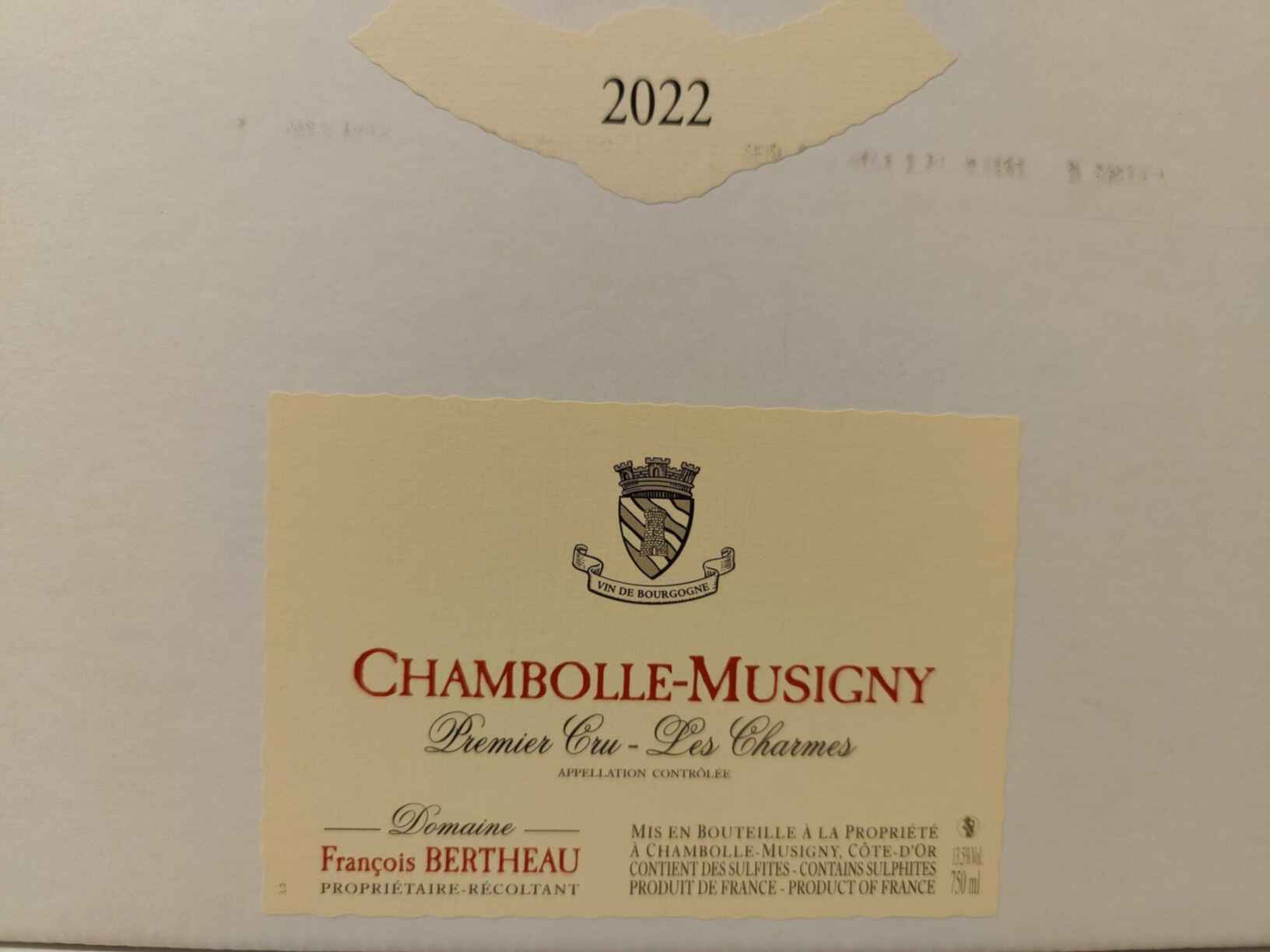 Francois Bertheau Chambolle Musigny Les Charmes 1er Cru 2022